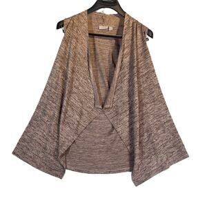 Logo Lori Goldstein Open Wrap Sweater Woman's XXS Sleeveless Heathered Brown QVC